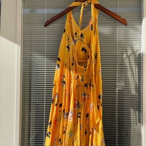 Yellow Floral Halter Dress